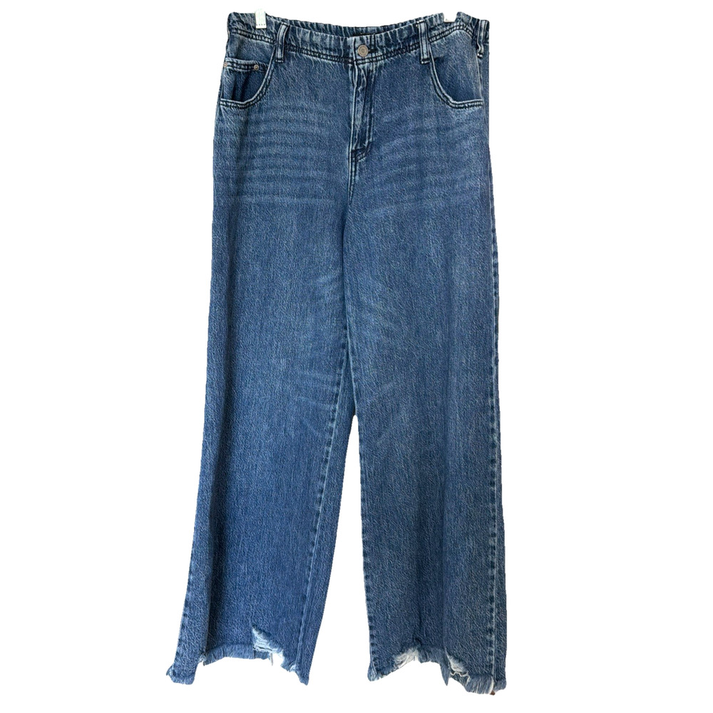 Sincerely Jules Wide Leg Jeans Women 11/30 Frayed Distressed Hem Baggy Loose Fit - Picture 9 of 10